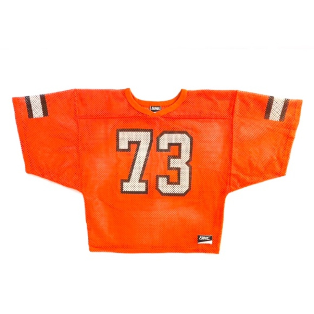 Bike orange white and black mesh jersey number 73
